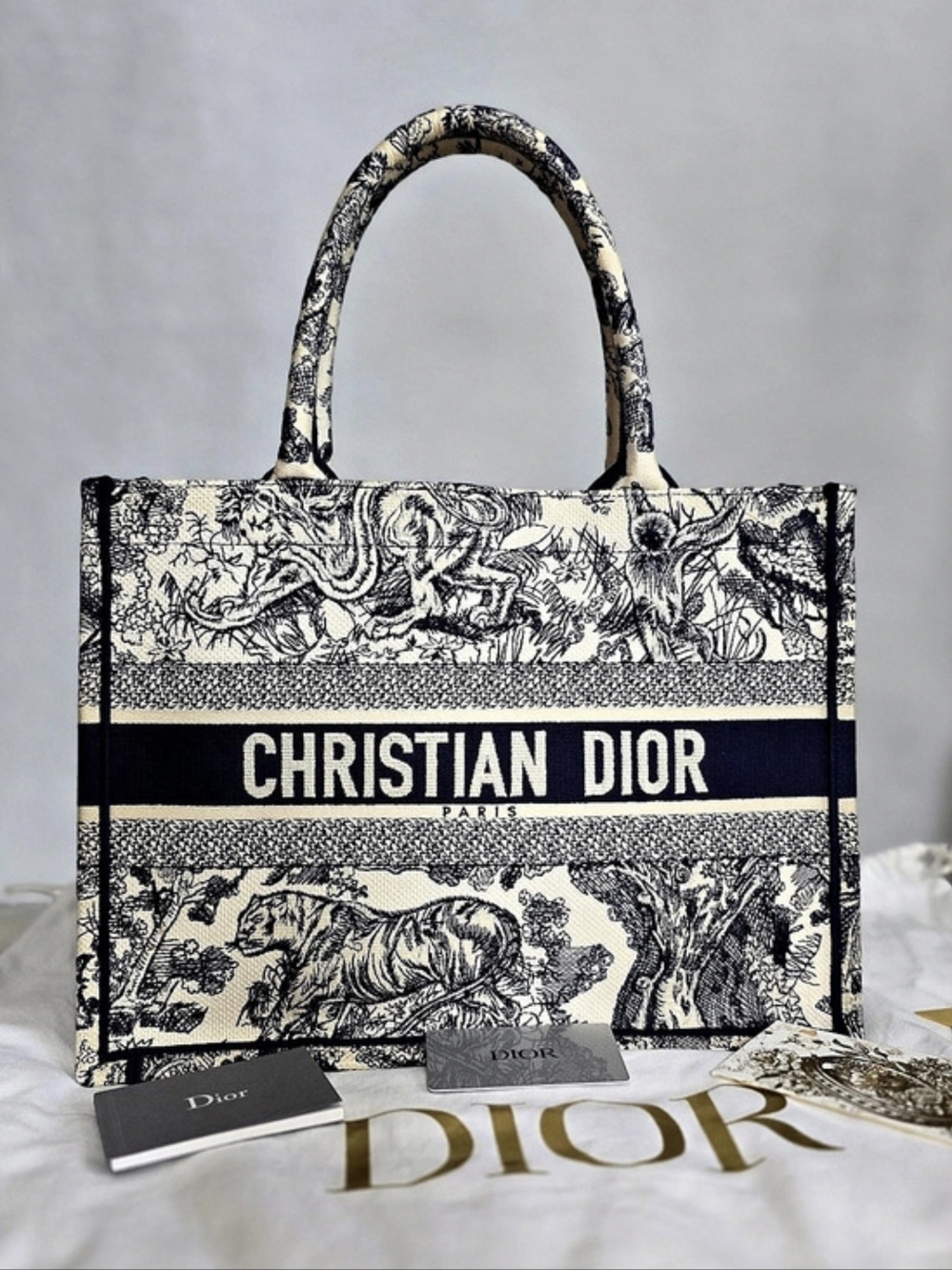 Christian Dior Book Tote Toile de Jouy Reverse Blue & White